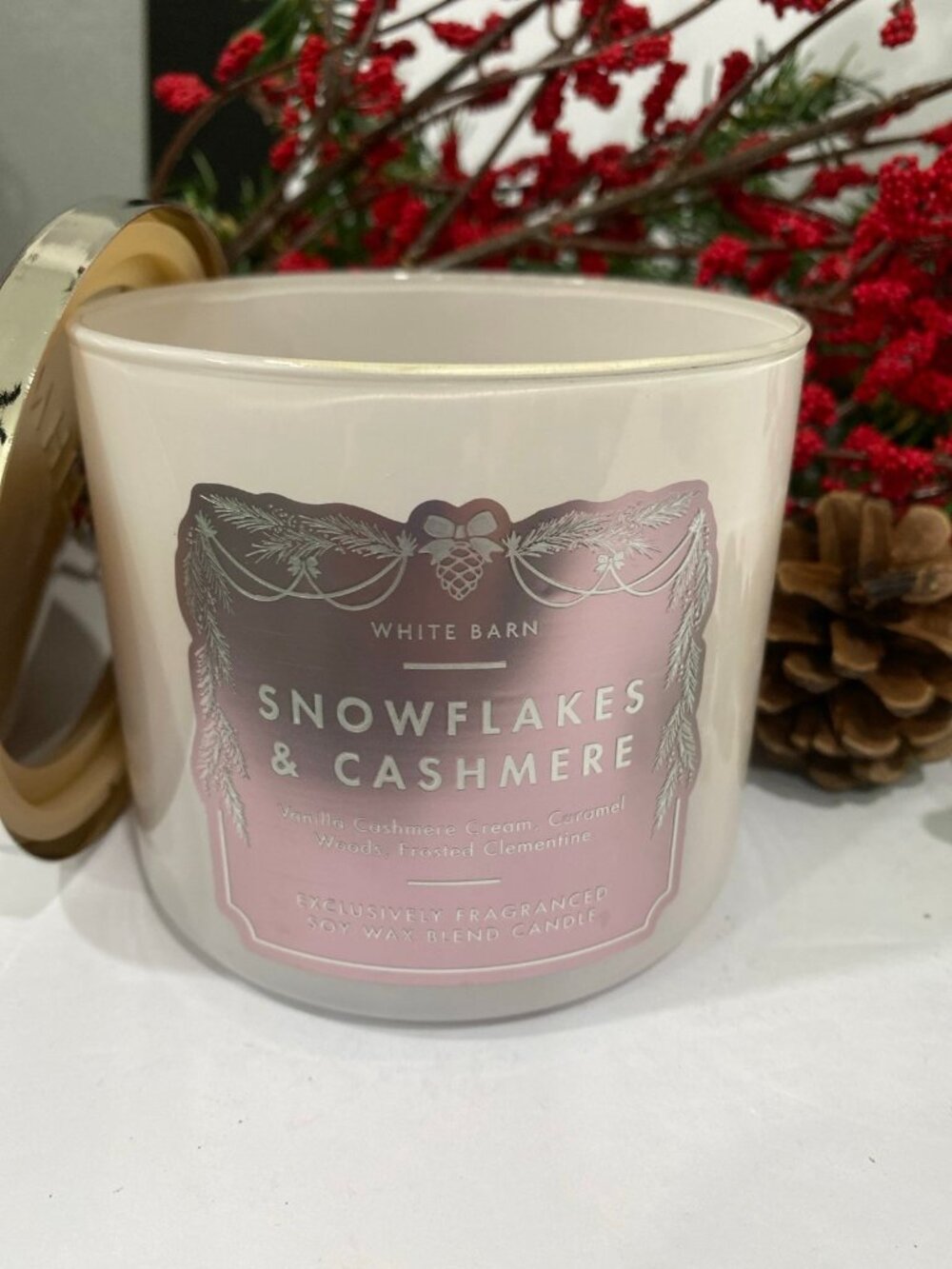 “Snowflakes & Cashmere” Bath & Body Works New 3 Wick Candle